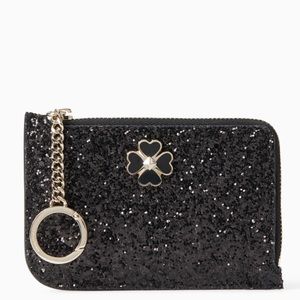 Kate Spade ♠️ NWT Black Glitter Card Holder Wallet